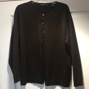 Cashmere cardigan classic shape brown 1X